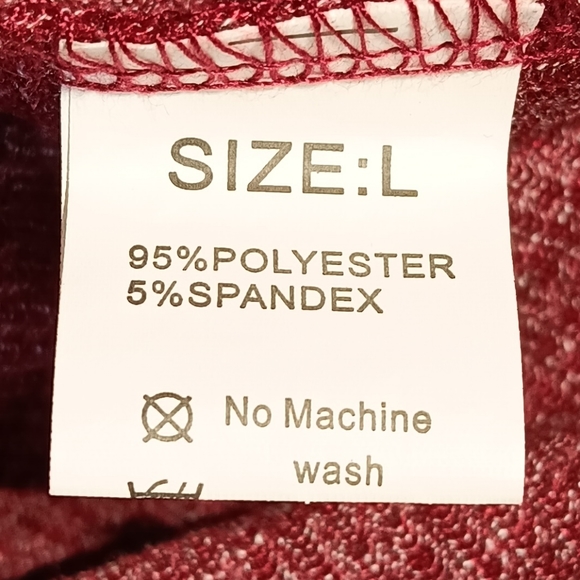 Women's Long Sleeve Ivory Crochet Top with Wine Ribbed Body, Large, Soft - Picture 3 of 6